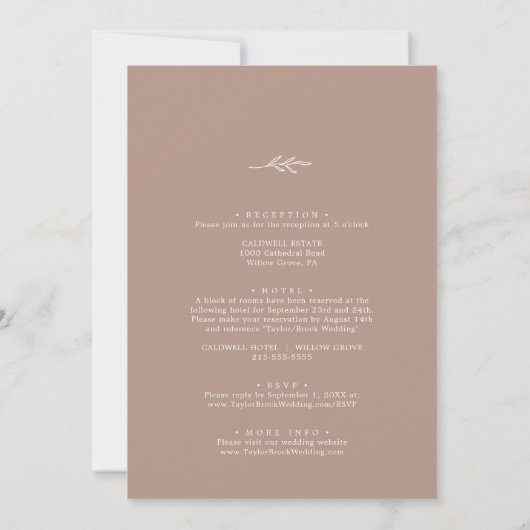 Invitation Feuille minimale | Tout Neutre En Un Mariage (Dos)