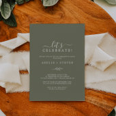 Invitation Feuille minimale | Vert foncé Fêtons