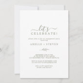 Invitation Feuille minimale | Vert olive Fêtons notre fête (Devant)
