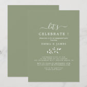 Invitation Feuille minimale | Vert sauge "Célébrons" Invita (Devant / Derrière)