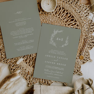 Invitation Feuille minimale   Vert sauge clair Tout en un mar