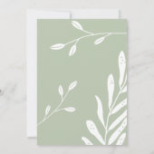 Invitation Feuille minimaliste Sage Vert Mariage (Dos)