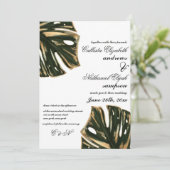 Invitation Feuille moderne Tropical Green Monstera or Mariage (Debout devant)