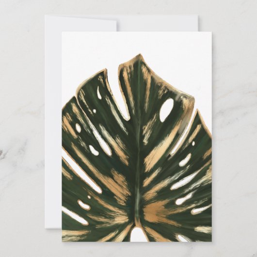 Invitation Feuille moderne Tropical Green Monstera or Mariage (Dos)
