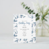 Invitation Feuille Motif Aquarelle bleu ardoise (Debout devant)