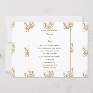 Invitation Feuille Motif de palme tropicale Sepia Gold Mariag