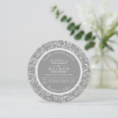 Invitation Feuille motif gris kraft papier mariage rustique (Debout devant)