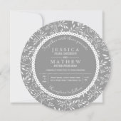 Invitation Feuille motif gris kraft papier mariage rustique (Devant)