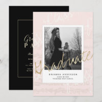 Feuille Musique Brush Script Pink Photo Graduation