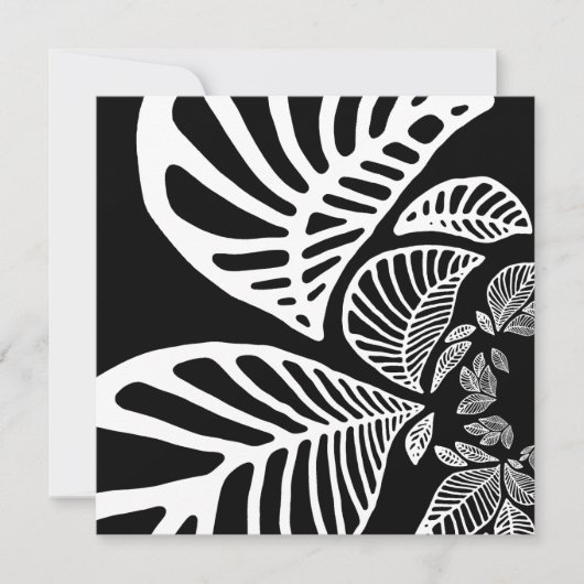 Invitation Feuille noire et blanche d'invitation (Devant)