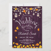 Invitation Feuille Purple Wood Fall Rustic Mariage Réception (Devant)
