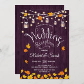Invitation Feuille Purple Wood Fall Rustic Mariage Réception (Devant / Derrière)