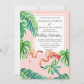 Invitation Feuille rose de banane de plage de Flamant rose (Devant)