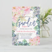 Invitation Feuille Rose de la fête du jardin (Debout devant)