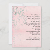 Invitation Feuille rose et argent (Devant)