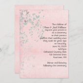 Invitation Feuille rose et argent (Devant / Derrière)