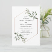 Invitation Feuille Rose or Mariage de trame aquarelle (Debout devant)