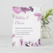 Invitation Feuille rose simple Mariage vert blanc (Debout devant)
