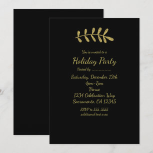 Invitation Feuille rustique dorée Élégante noire automne Élég
