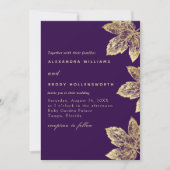 Invitation Feuille Rustique Violet Et Or Tout En Un Mariage (Devant)