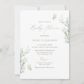 Invitation Feuille Sage  Papillons Baby shower (Devant)