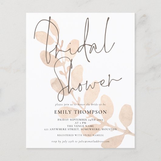 Invitation Feuille Script nuptiale (Devant)