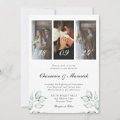 Invitation Feuille simple d'eucalyptus et 3 Mariage de code Q (Devant)