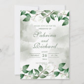 Invitation Feuille simple et moderne Mariage d'aquarelle vert (Devant)