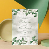 Invitation Feuille simple et moderne Mariage d'aquarelle vert