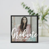 Invitation Feuille topique | Vert et noir | Diplôme photo (Debout devant)