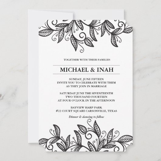 Invitation feuille tourbillon de gribouillis (Devant)