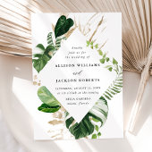Invitation Feuille Tropical Gold Botanical Frame Mariage