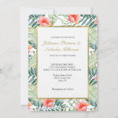 Invitation Feuille tropicale Hibiscus Floral Aquarelle Mariag (Devant)