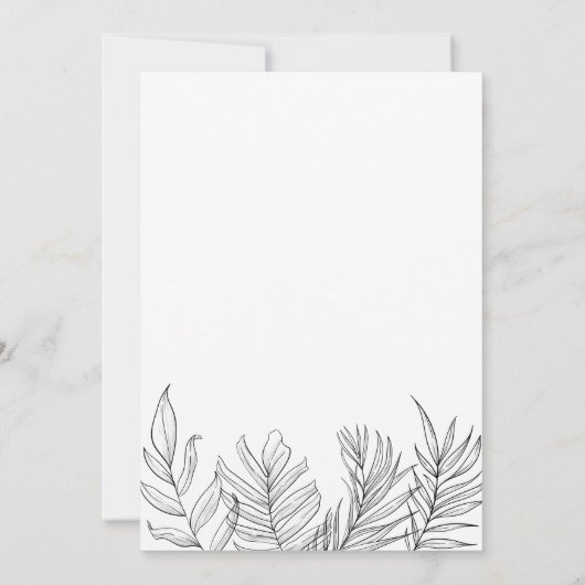 Invitation Feuille tropicale Noir Blanc Mariage Enregistrer L (Dos)