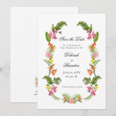 Invitation Feuille Tropicale Non Photo Enregistrer La Date (Devant / Derrière)