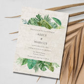 Invitation Feuille tropicale Papier vieilli Plage Destination