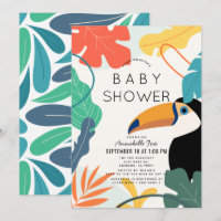 Feuille tropicale Toucan Baby shower neutre