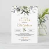 Invitation Feuille verdoyant et boho doré nuptiale (Debout devant)