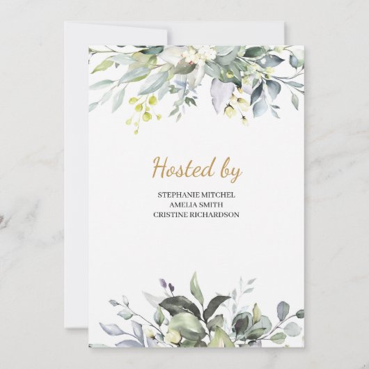 Invitation Feuille verdoyant et boho doré nuptiale (Dos)