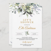 Invitation Feuille verdoyant et boho doré nuptiale (Devant / Derrière)