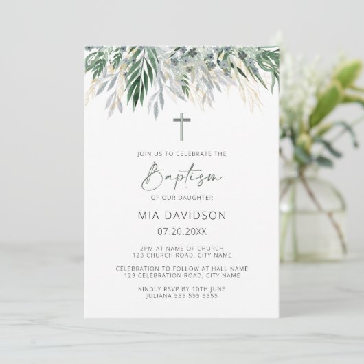 Invitation Feuille vert et or (Debout devant)