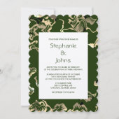 Invitation Feuille vert foncé Motif  Kraft Mariage (Devant)