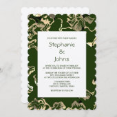 Invitation Feuille vert foncé Motif  Kraft Mariage (Devant / Derrière)