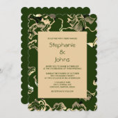 Invitation Feuille vert foncé Motif mariage élégant (Devant / Derrière)