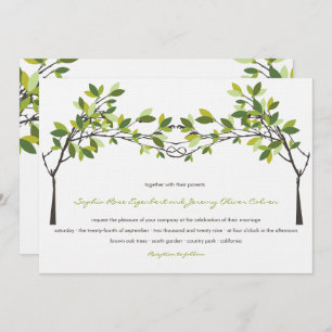 Invitation Feuille vert noué amoureux arbres Mariage d'été