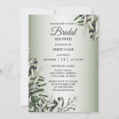 Invitation Feuille vert Olive noir Elégante Fête des mariées (Devant)