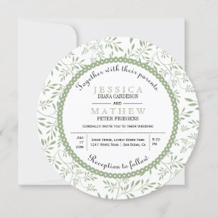Invitation Feuille vert Sage motif moderne à fleurs mariage