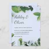 Invitation Feuille Vert simple Mariage de verdure bleue (Devant / Derrière)