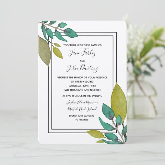 Invitation Feuille verte (Debout devant)