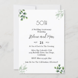 Invitation 'Feuille Verte' 50e anniversaire de mariage standa